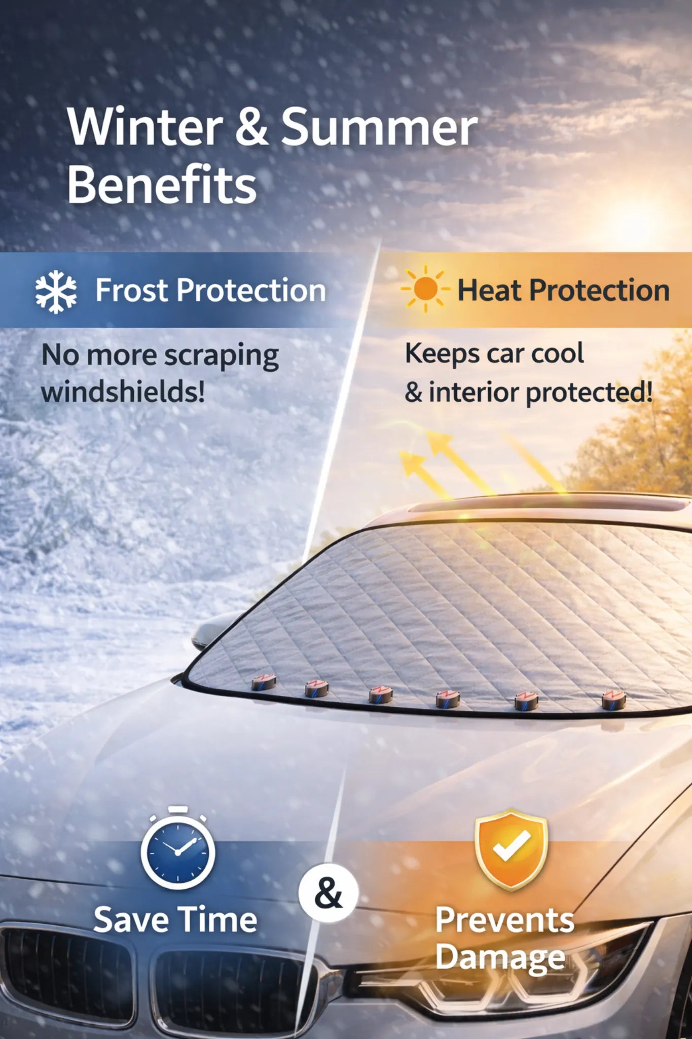Magnetic Windshield Snow & Frost Cover